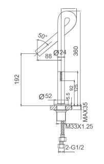 Смеситель для раковины Wonzon & Woghand Loop WW-112-00-508 чёрный матовый